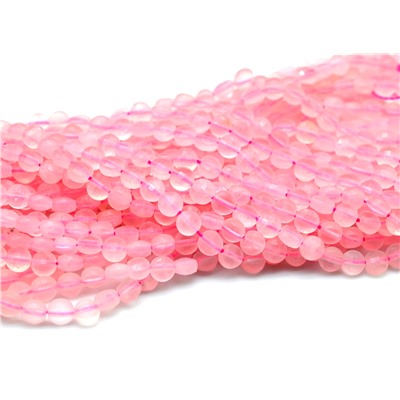 Бусины для рукоделия из розового кварца т.круг гр.4мм, 38,5см, 94 бусины