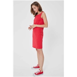 Женское платье из пике с принтом Mery красное 212 LCF 244001