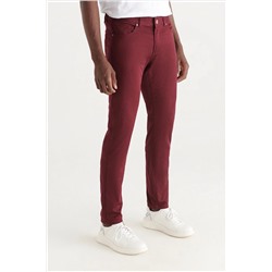 Мужские бордово-красные брюки узкого кроя с 5 карманами B003500