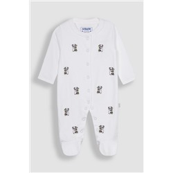 JoJo Maman Bébé Embroidered Cotton Baby Sleepsuit