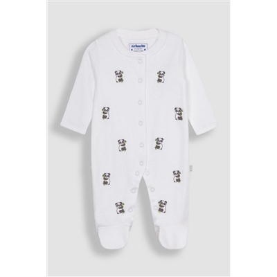 JoJo Maman Bébé Embroidered Cotton Baby Sleepsuit