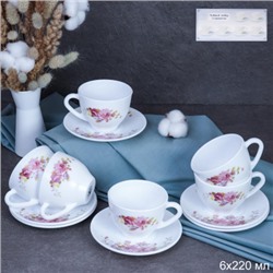 Чайный набор 12 предметов 220 мл / GB220/55 (7065) /уп 8/ серия Розовая композиция