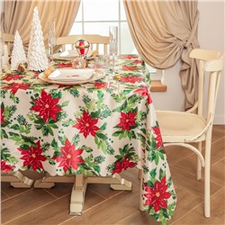 Скатерть Доляна "Сhristmas flowers" 145х300 см, 100% п/э