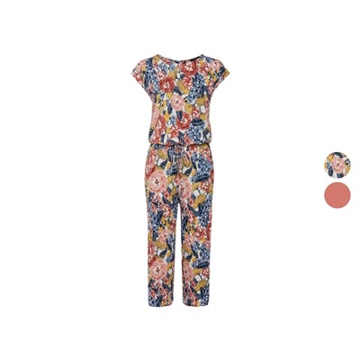 esmara® Damen Leinen-Jumpsuit, 3/4 Länge, mit Schlitz und Knopf im Nacken