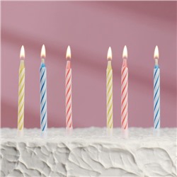 Свечи для торта незадуваемые "Спираль", набор: 10 шт и 10 подставок, 6 см