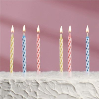 Незадуваемые свечи для торта "Спираль", набор: 10 шт и 10 подставок
