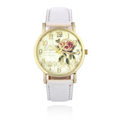 WA116 Часы наручные Роза, d.4,5см, цвет белый