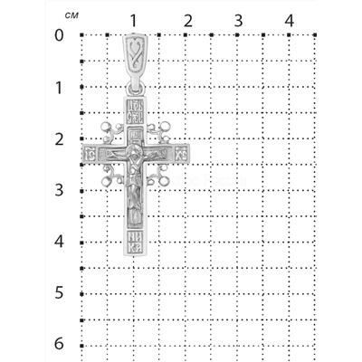 Крест из серебра родированный - 4,3 см 925 пробы 3-035р