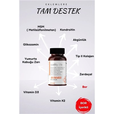 30 табл Quality Life Runmed Glukozamin MSM Kondroitin Tip 2 Kollojen Bor ve Vitamin D Tablet Runmedt