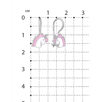 Серьги детские из серебра с эмалью родированные 925 пробы 2-3392р