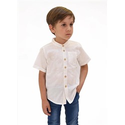 Белая льняная рубашка с коротким рукавом Luess для мальчиков