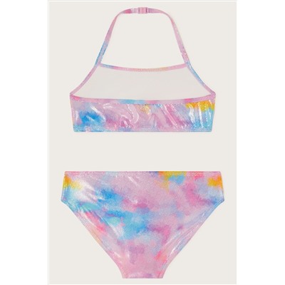 Monsoon Pink Shimmery Ruffle Bikini Set