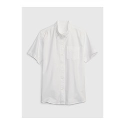 Белая оксфордская рубашка с короткими рукавами для мальчика из органического хлопка 426043