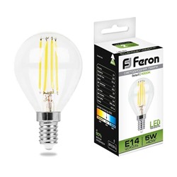 Нарушена упаковка.   Лампа светодиодная Feron LB-61 Шарик E14 5W 4000K  25579