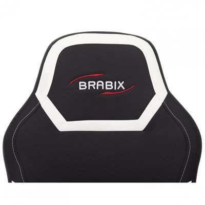 Кресло компьютерное BRABIX Alpha GM-018 ткань/экокожа черное/белое 532640 (1)