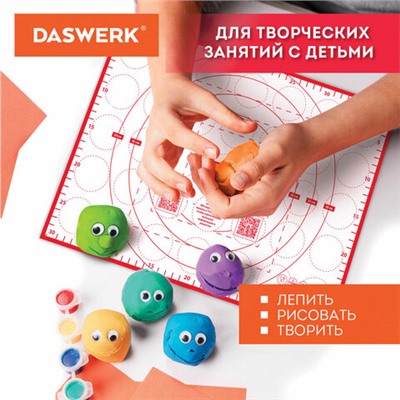 Коврик силиконовый для раскатки/запекания 30х40 см, красный, DASWERK, 608424