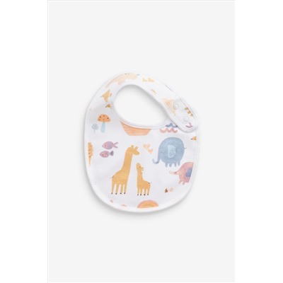 Noah's Ark Print White Regular Bibs 5 Pack