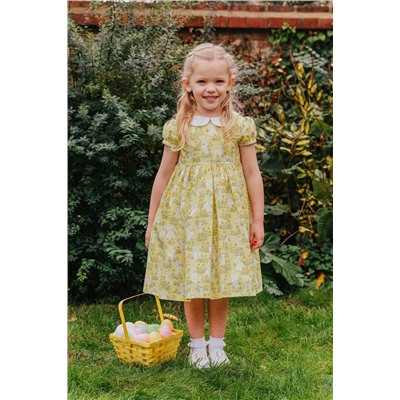 Trotters London Yellow Cotton Bunny Dress