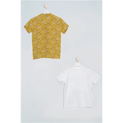 For You Kids, комплект из двух предметов: рубашка с парусным принтом и футболка, горчичный комплект