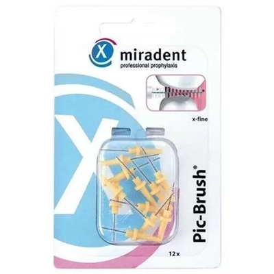 Miradent Pic-Brush refills Yellow, 12 шт - ершики для очистки межзубных промежутков, желтые