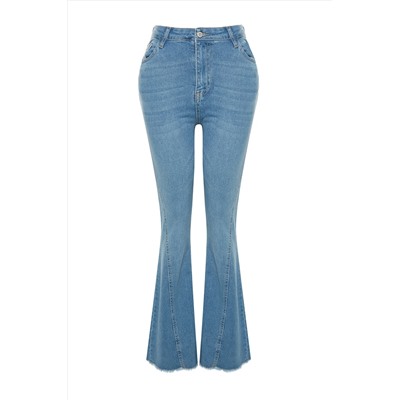 Голубые джинсы-клеш с высокой талией TBBAW24CJ00029