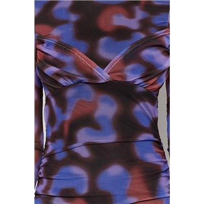 Фиолетовое мини-платье из тюля с принтом и подкладкой, ограниченная серия TWOAW24EL00724