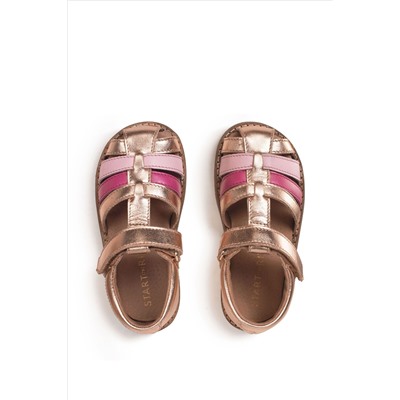 Start Rite Pink Coastal Leather Rip Tape Toe In Sandals