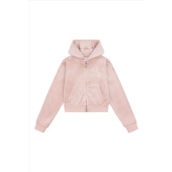 Juicy Couture Girls Pink Tonal Zip Through Hoodie