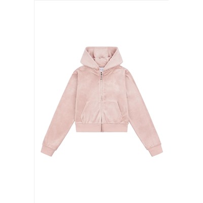 Juicy Couture Girls Pink Tonal Zip Through Hoodie