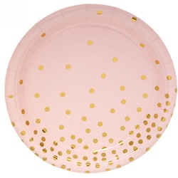 Тарелка бумажная 18 см в наборе 10 шт "Конфетти" розовая