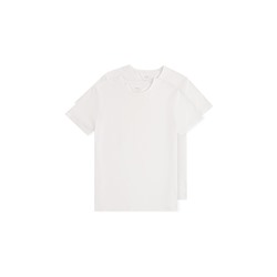 Комплект белых футболок из 2 футболок из 100% хлопка с круглым вырезом приталенного кроя