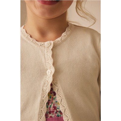 Laura Ashley Cream Two Button Knit Cropped Cardigan