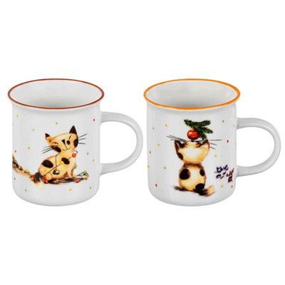 Набор 2 кружек 310 мл 11,5*8,5*9 см "Озорные котята" NEW BONE CHINA