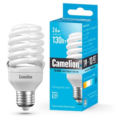 Нарушена упаковка.   Энергосберегающая лампа E27 26W 4200К (белый) T2 Camelion  (10588) LH26-FS-T2-M/842/E27