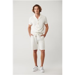 Белые шорты с боковыми карманами, ромбовидный узор, жаккардовый классический крой