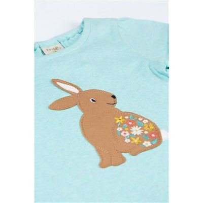 Frugi Green Mint Easter Rabbit Applique T-Shirt