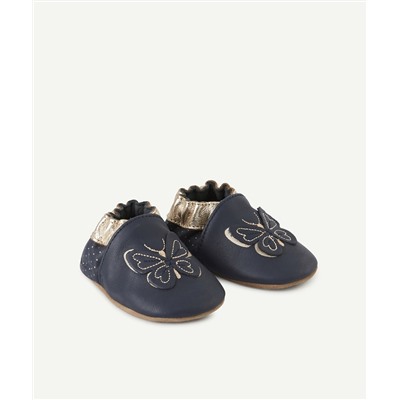 ROBEEZ
 LES CHAUSSONS BLEU MARINE EN CUIR AVEC PAPILLONS