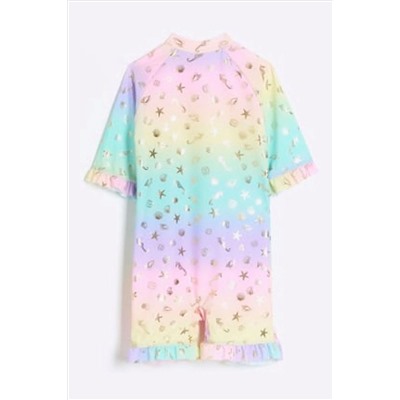 River Island Girls Rainbow Shell Rashsuit