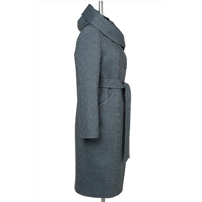 02-3126 Пальто женское утепленное (пояс) Микроворса сине-черный