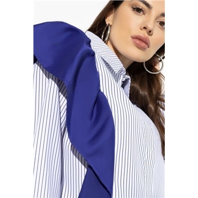 Рубашка в синюю полоску с притачным воланом