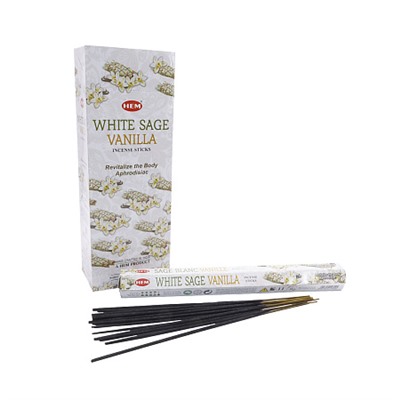 Благовония HEM WHITE SAGE VANILLA Белый шалфей Ваниль уп-6шт