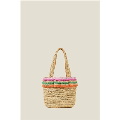 Accessorize Girls Natural Raffia Straw Bag