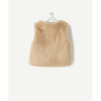 GILET SANS MANCHES BÉBÉ FILLE EN FAUSSE FOURRURE BEIGE