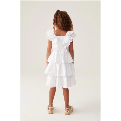 Baker by Ted Baker Frilled Broderie White Dress