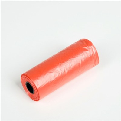 Контейнер-косточка с мешками для уборки (рулон 15 пакетов 29х21 см), красный