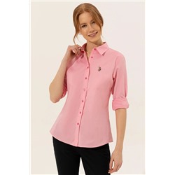 Женская розовая базовая рубашка с длинным рукавом Неожиданная скидка в корзине