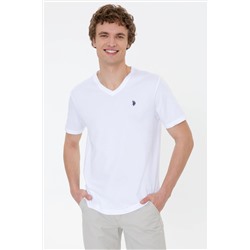 Мужская белая базовая футболка с круглым вырезом Неожиданная скидка в корзине