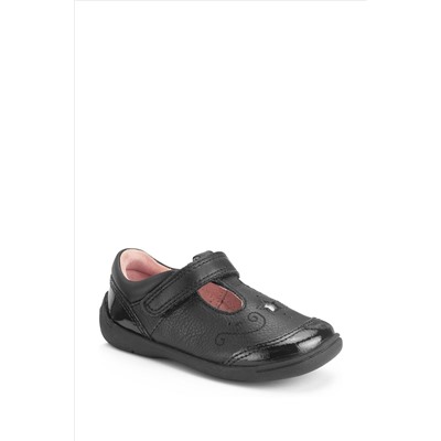 Start-Rite Dazzle Black Leather & Patent T-Bar First School Shoes