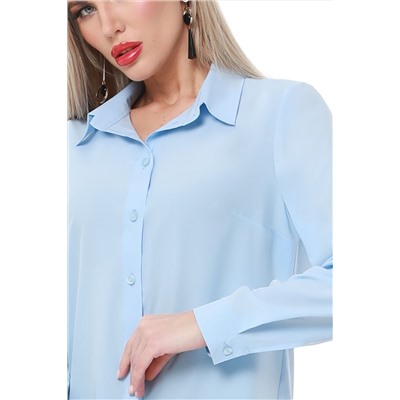 Блузка голубая с длинными рукавами