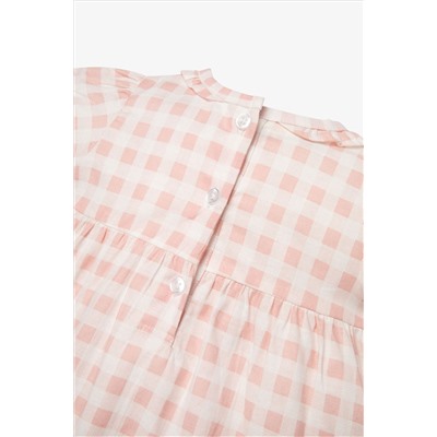 The Little Tailor Baby Pink Cotton Gingham Dress & Bloomer Set